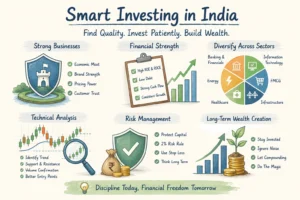 Best stocks to invest in India illustrated through economic moats, diversification, financial strength, risk management, and long-term wealth creation strategies