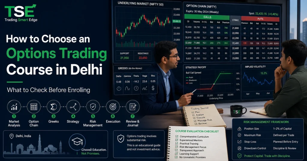 How to Evaluate an Options Trading Course: Curriculum, Mentorship, Risk Management & Practical Training 1 How to Choose an Options Trading Course in Delhi